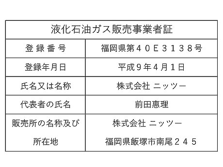液化石油ガス販売事業者証